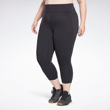 Reebok Lux 3/4 Leggings (Plus Size) Černé | JALMS8493