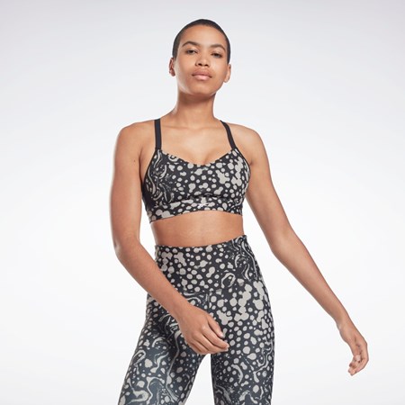 Reebok Lux Páskové Modern Safari Print Sports Bra Černé | MRJNB3704