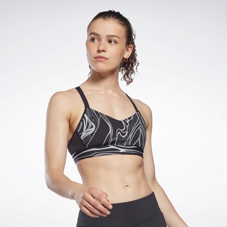 Reebok Lux Páskové Nature Grown Print Sports Bra Černé | QOHLT4372