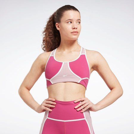 Reebok Lux Racer Polstrovaný Colorblocked Bra Růžové | PKRIH5921