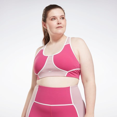 Reebok Lux Racer Polstrovaný Colorblocked Bra (Plus Size) Růžové | ZLJFO0416