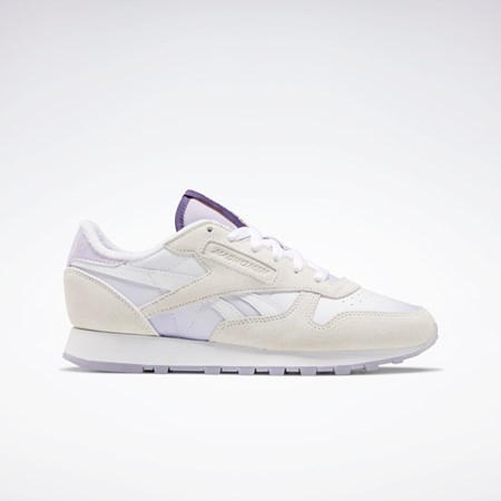 Reebok MadWomen Classic Leather Shoes Bílé Bílé Fialové | QIEFL4839