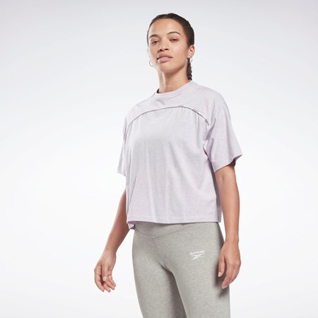 Reebok Piping T-Shirt Quartz Glow Mel | FCUKQ3106