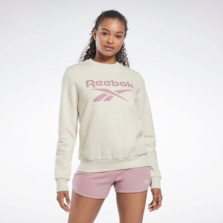 Reebok Reebok Identity Logo Fleece Crew Sweatshirt Bílé | OLKEY1620