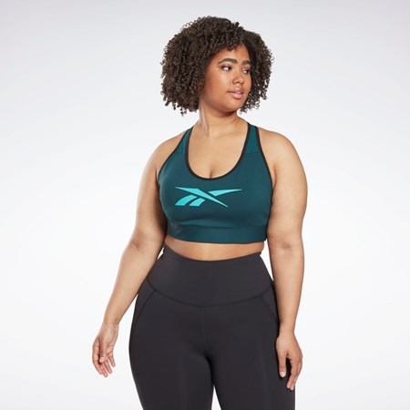 Reebok Reebok Lux Vector Racer Sports Bra (Plus Size) Zelene | UQILT9341