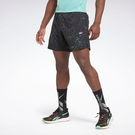 Reebok Strength Allover Print Shorts Černé | OSUKL7840