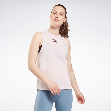 Reebok Tréninková Essentials Muscle Grafická Tank Top Frost Berry | VUZXH0751