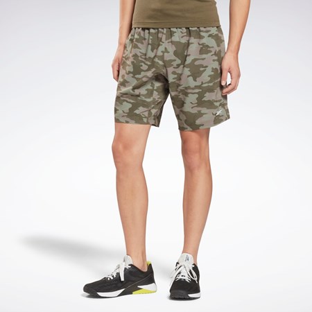 Reebok Workout Ready Camo Grafická Shorts Zelene | DQWUI4852