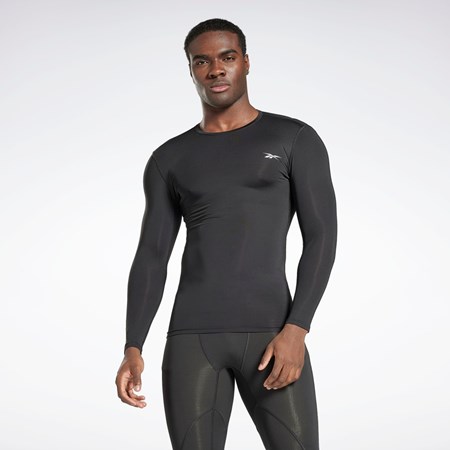 Reebok Workout Ready Compression Long Sleeve Shirt Černé | SRKNH0862