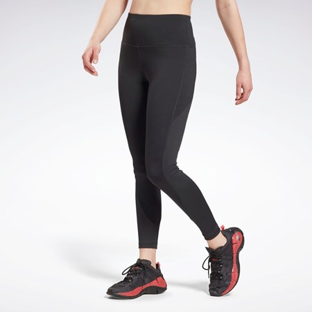 Reebok Workout Ready Rib High-Rise Leggings Černé | RYJMQ4163