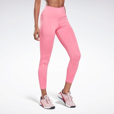 Reebok Workout Ready Rib High-Rise Leggings Růžové | USNAF8307