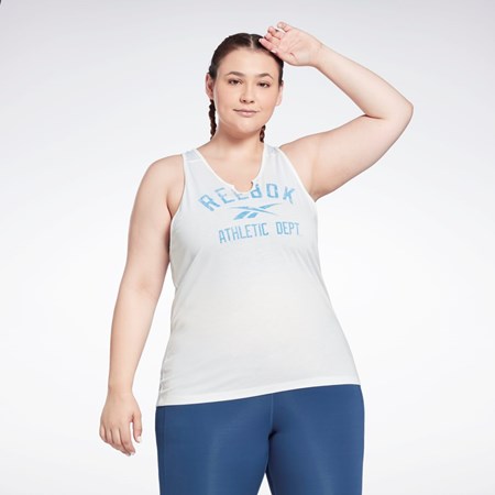 Reebok Workout Ready Supremium Big Logo Tank Top (Plus Size) Bílé | HAYKQ8350