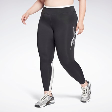 Reebok Workout Ready Vector Leggings (Plus Size) Černé | RBYJW9246